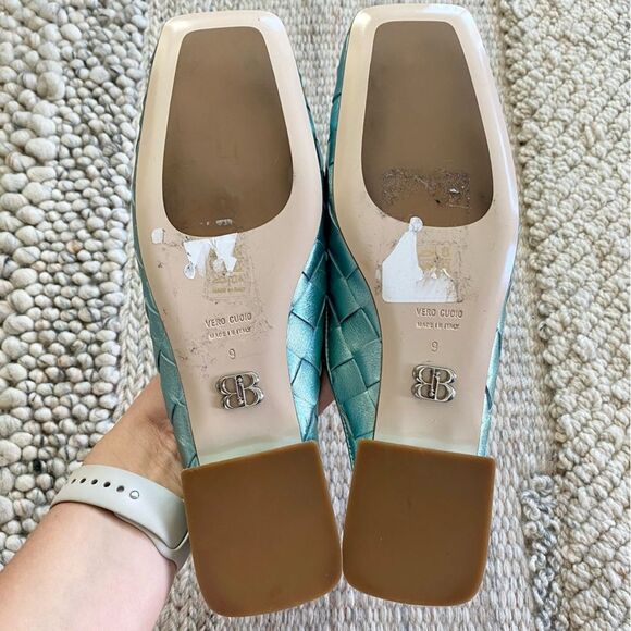 Woven Metallic Blue Mules - Picture 11 of 11